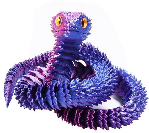 Giugio 3D Gedruckte Schlange Spielzeug, 64 cm Flexible SchlangenFidget Toys, Gefälschte Schlangen Spielzeug, 3D Gedruckte Kunststoff Schlangen für Büro und Zuhause Dekorationen (Lila)