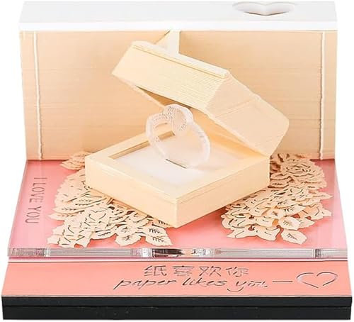 3D Calendar 2025, Ring Time Piece Calendar 2025, DIY Tear Away Paper Carving Sticky Note, Cards for Office Home Gifts Ornaments (Ring)