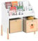 SoBuy Kinder Bücherregal Montessori Regal Kinderregal mit 4 Ablagefächern und 2 Aufbewahrungsboxen Spielzeugregal und Aufbewahrungsregal für Kinderzimmer Weiß 65x70x30cm KMB115-W