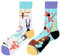 NxnChc Lustige Socken Für Damen Und Herren Unisex Viele Yoga-Frau Motive Tier Essen Obst Sport Kunst Aus Baumwolle Geschenk Asymmetrische Muster Links Und Rechts