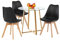 H.J WeDoo Ensemble de salle à manger avec 3 chaises rondes en verre et chaises de salle à manger pour balcon, salle à manger, cuisine, salon (table en verre + 3 chaises noires)