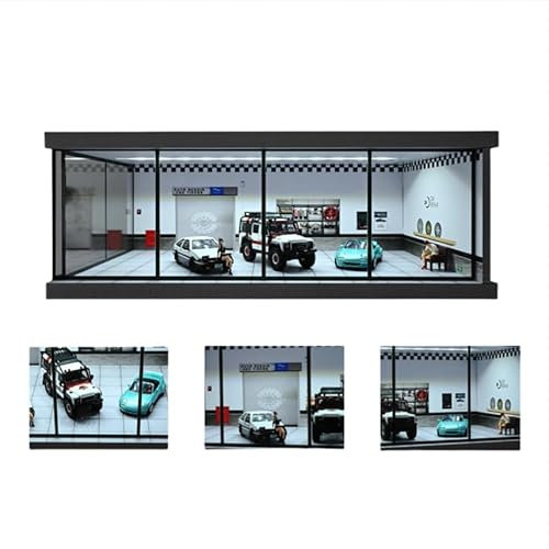 1/43 Diorama Car Garage Model, with LED Lighting Parking Lot Scene Display Model, Car Showroom Model,for 1/43 Scale Diecast Model Car,Scene Display Case Model(Repair Shop)