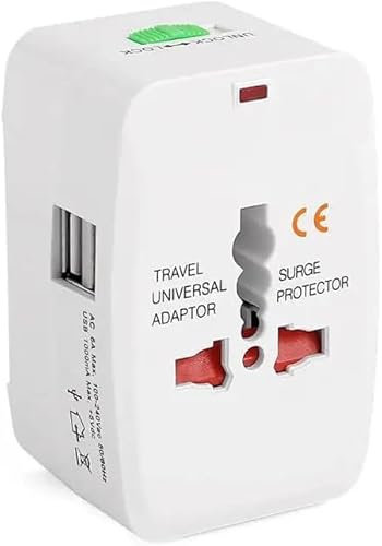 Adaptateur Universel de Voyage Multifonction Tout-en-Un avec 2 Ports USB, Compatible avec Plus de 150 Pays, y Compris Les États-Unis, l'Australie, Le Royaume-Uni et l'europe.