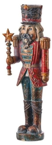 The Bridge Collection Resin Antiqued Nutcracker Soldier Christmas Figurine | Hand-Painted 9.5 Vintage Style Toy Soldier Holiday Figurine for Tabletop Decor