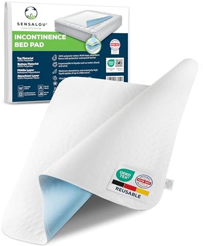 Sensalou Empapador Cama Impermeable 90x200 cm - Protector Colchón Lavable | Absorbente Reutilizable para Incontinencia de Adultos y Mayores. Funda de Cama Individual para Sudor y Líquidos.