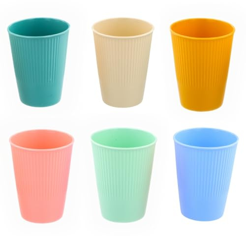 Kaiyzo 6 pcs Unbreakable Plastic Cups Reusable Coffee Cups 400ml Light Weight Glasses Drinking for Kids and Adults Stackable Party Cup for Juicy Coffee Water Milk 6 Colors