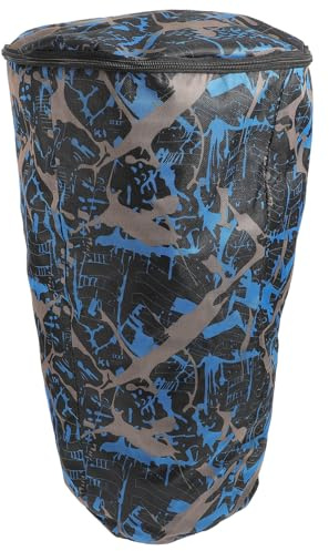 Afrikanische Trommeltasche 51x31x20cm, Wasserfest für Djembe | Oxford Gewebe mit PVC, Gepolsterte Innenseite, Schultergurt, Blaues Camouflage Design, für Transport