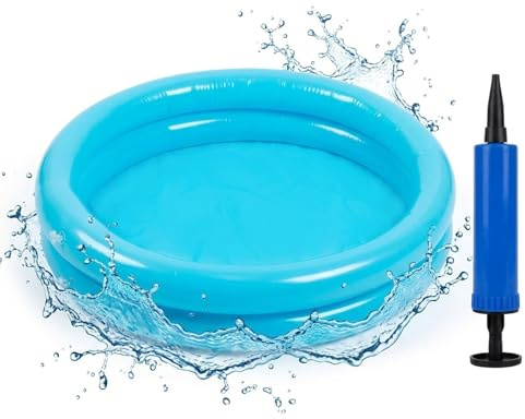 Baby Planschbecken,Baby Pool Mini Planschbecken für Balkon und Garten, Aufblasbares Schwimmbecken mit Handpumpe, 60 cm Durchmesser Leicht zu Transportieren und Lagern