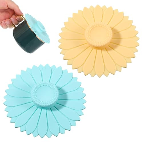2 PCS Cup Cover for Drinks, Reusable Silicone Cup Covers, Universal Mug Lids Coffee Cups Lids for Hot Drinks, Mug, Tea, Dust-Proof