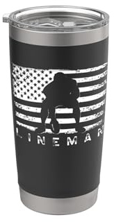 American Football Lineman Offensive Player USA Flag Stainless Steel Insulated Tumbler