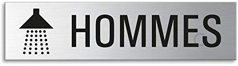 Plaque de Porte - Douche Hommes | Signalétique en Acier inox brossé 160 x 40 mm No. 27239
