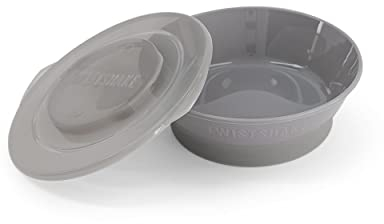 TWISTSHAKE Cuenco con Tapa Alimentación para Bebés de PP y Silicona, Bol sellado, Tazón para Bebé Plato, Vajilla, Sin BPA, 6+ Meses, Gris pastel