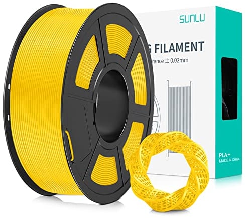SUNLU PLA+ Filament 1.75mm, PLA Plus 3D Drucker Filament, Stärker belastbar, Neatly Wound, 1KG 3D Druck PLA+ Filament, Maßgenauigkeit +/- 0.02mm, Reines Gelb