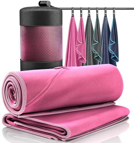 Mikrofaser Handtuch 2er Set: Schnelltrocknend, Kompakt, Leicht | Microfaser Microfiber Towel groß klein: Camping Fitness Sport Badetuch Sporthandtuch Reisehandtuch Mikrofaserhandtuch Fitnesshandtuch