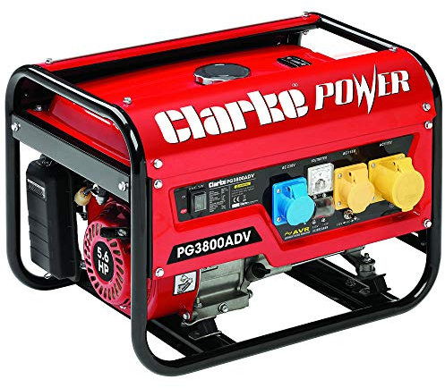 Clarke PG3800ADV 3kVA Dual Voltage (230V/110V) Petrol Generator – 4-Stroke Engine, 15L Tank, AVR for Sensitive Electronics