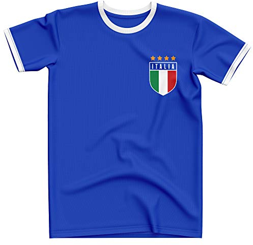 L254e T-shirt rétro pour adulte Coupe du monde Italie GLI Azzurri Fan Bleu roi, Bleu roi/blanc, XL