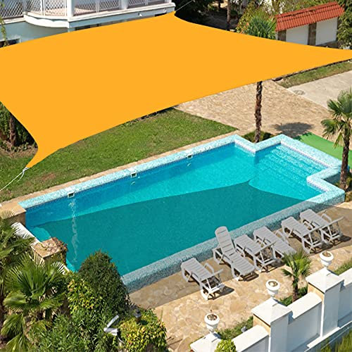 Sun Shade Sail 4M X 7M Rectangle Grey, Waterproof Awning 90% UV Block Sunscreen Canopy for Outdoor Patio Garden Lawn Pergola Decking,Mango Yellow