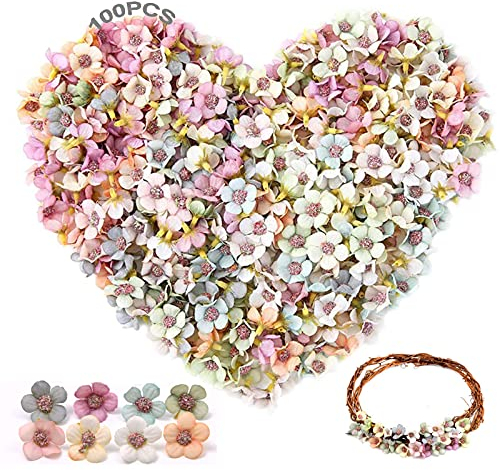 YSTJKD Mini Gänseblümchen Blütenköpfe 100 Pcs Künstliche Blumen Blumen Zum Basteln Kunstblumen Blumenköpfe Frühlingsblumen Künstlich Kunstblumen Köpfe Deko Für Hochzeit Feste Partei Haus DIY Basteln