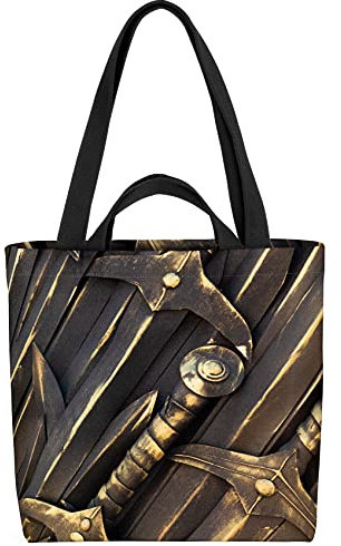 VOID Schwerter Ritter Rüstung Tasche 33x33x14cm,15l Einkaufs-Beutel Shopper Einkaufs-Tasche Bag