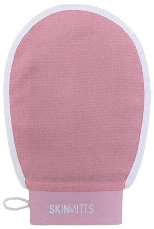 JPS Trading Services SKINMITTS 100 Percent Natural Cruelty Free Exfoliating Body Hand Mitt Glove Mitts for Bath Shower Wash Body Scrub Remove Dead Dry Skin Leaving Soft Clear (Pink)
