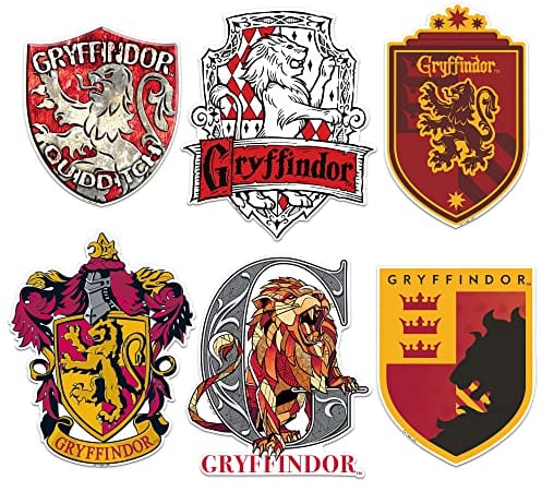 Harry Potter Gryffindor Sticker Pack Die Cut Vinyl Large Deluxe Stickers Variety Pack - Laptop, Water Bottle, Scrapbooking, Tablet, Skateboard, Indoor/Outdoor - Set