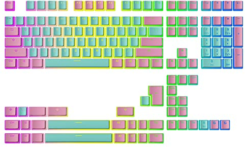 Ranked Set de Touches Pudding v2 en PBT | 145 Touches Double Shot Translucides pour Claviers ANSI US & ISO | Profil OEM pour Claviers Gaming RGB (Miami)