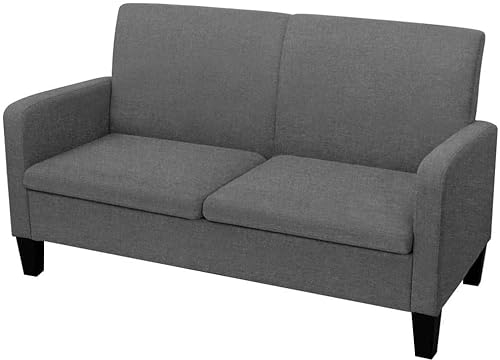 Hommdiy Sofa 2-Sitzer Zweisitzer Stoffsofa Polstersofa Loungesofa Sitzmöbel Polstermöbel Designsofa Wohnzimmersofa Dunkelgrau 135x65x76cm