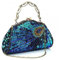 Gelory Pfau Clutch Taschen für Frauen Polyester, Vintage Pailletten Handtasche Geschenke Fangen Geldbörse Damen Taschen Jade Wolke Griff Schultertasche für Cocktail Party Hochzeit, peacock blue