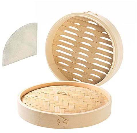 untior Bamboo Steamer Basket 8 inch - 1 tier