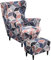 AQIGR 2 Teilig Ohrensessel Überzug Mit Ottomane Schonbezug Stretch Sessel Überwürfe Ohrensesselbezüge Bezug Sesselhusse Tiger Stuhlbezug (Color : #3)