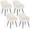WOLTU Chaises Salle à Manger Lot de 4, Chaise de Cuisine en Velours, Assis Rembourré avec Accoudoirs et Dossier, Pieds en Métal, Blanc, BH352cm-4