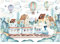 WallArena - Vlies Fototapete Kinderzimmer 368x254 cm Tiere Zug Ballon Scandi weiß - Fototapeten Tapeten für Kinder Kindertapete Kinderzimmertapete - Vliestapete Wandtapete Tapete 3D Effekt