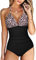 Svanco Donna Costume da Bagno Intero Sexy con Coppe Imbottiti Push Up Bikini Un Pezzo Tankini Swimwear Costumi Interi con Tracolla Regolabile Pancia Curvy Estate Beachwear(Leopardenmuster,M)
