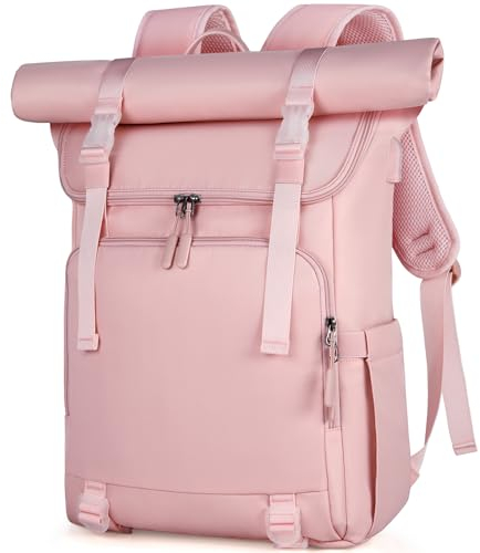 NEWHEY Rolltop Rucksack Herren Damen Reiserucksack Laptop Rucksack 17.3 Zoll Wasserdichter Groß 23L-32L Schulrucksack Daypacks Arbeit Lässiger Rucksäcke