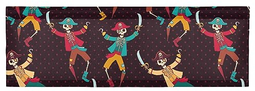 Skelett-Piraten-Cartoon-Küchenvorhänge, Volants mit Stangentasche, 137,2 x 45,7 cm, Verdunkelungs-Fenstervolants, 1 Paneel, kurzer Vorhang für Wäsche, Keller, Wohnzimmer