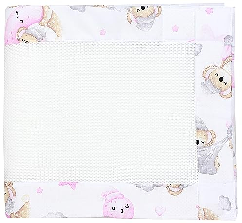TupTam Gitterstäbe Schutz Netz Babybett Nestchen 3D Mesh 2 Pack, Farbe: Schlafender Koala Grau Rosa, Größe: ca. 128 x 30 cm (für Babybett 140x70)