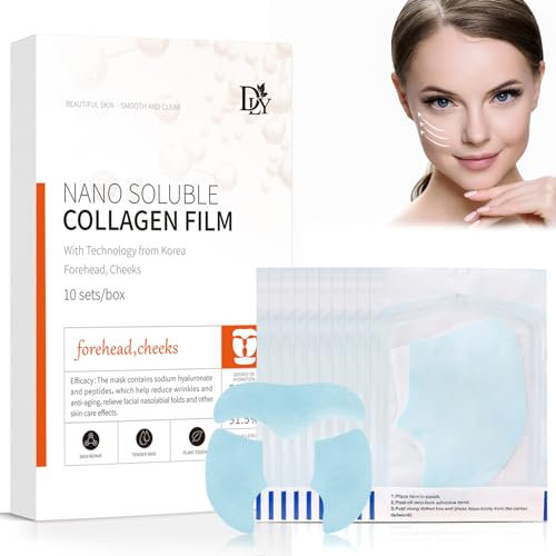 Miioto Korean Collagen Firming Mask, Collagen Soluble Film, paquete de 10 Mascarillas Hidratantes Faciales, Película de Colágeno, Collagen Skin Care, Reduce Líneas Finas y Mejora Flacidez de la Piel