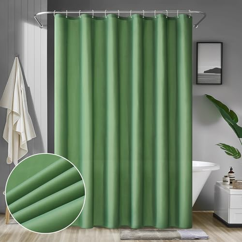 MIULEE Cortina de Ducha 200 x 240 cm Cortinas de Baño de Poliéster Tela Impermeable Antimoho Secado Rápido Lavable Cortina Baño Verde con 14 Ganchos