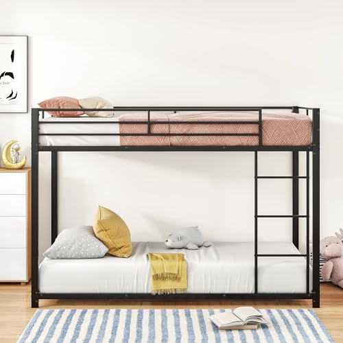 Moimhear Eisenbett, 90x200cm Kinderbetten, Etagenbetten, Eisenbetten, Eisenetagenbetten in klassischer Form (Schwarz, 90x200cm)