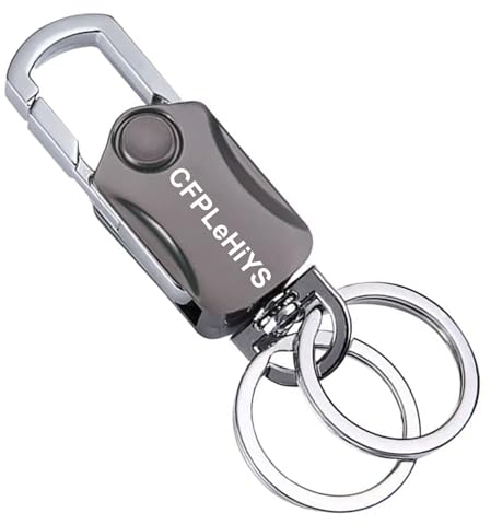 CFPLeHiYS Llavero de metal para llaves de coche, para hombres (con 2 anillos adicionales), llavero multifunción para llaves, soporte para teléfono móvil, giratorio 360 grados
