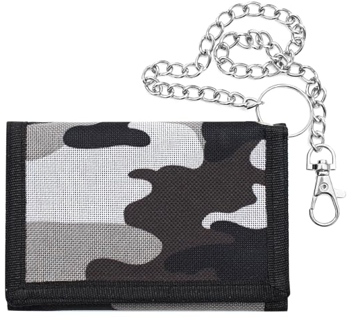 RFID Slim Geldbeutel Kinder, Geldbörse Jungen Portmonee Kinder mit Kette Clip Reißverschluss, Kindergeldbeutel Jungs Faltbare Dreifache Kinder Geldbörse für Münztasche Kartenhalter Geschenke