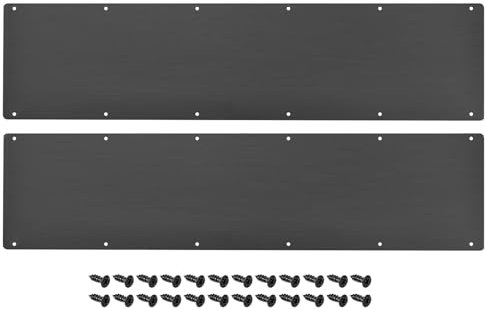 sourcing map 2pcs Door Kick Plate, 8 x 34 Inches Aluminum Kick Plate Door Plate, 2 MM Thickness, for Exterior Front Door or Back Door, Black