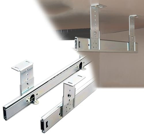 Teleskopschiene Für Schubladen- Und Tastaturauszug, 1 Paar 300 400mm Tragkraft 60Kg, Untertisch-Montage Führungsschienen, Schubladenauszüge Mit Kugelgelagerte Und Höhenverstellbare