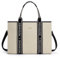 Missnine Tragetasche Canvas-Laptoptasche 15,6 Zoll Handtasche Damen Aktentasche für Damen große Kapazität Handtasche für Büro Schule Reisen Schwarz Beige