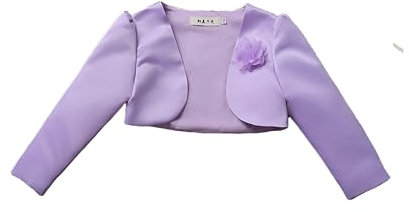 Proumhang Viola Ragazze Cardigan a Maniche Lunghe,Cardigan Giacca Coprispalle Bolero Shrug,Scialle anteriore aperto in raso con fiori 3D,Ragazze matrimonio damigella d'onore Wrap 150cm