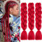 Jooceebaby Kunsthaar Zum Einflechten Easy Braid Vorgedehnte Braids Extensions Rot HaarverläNgerungen 24 Zoll 3packs Haar Zum Einflechten Braids ZopfverläNgerungen (Red)