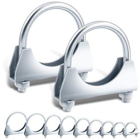 Tanstic Lot de 2 colliers de serrage en U de 1-3/4 pour pot d'échappement - Colliers de serrage en U pour silencieux et tuyaux