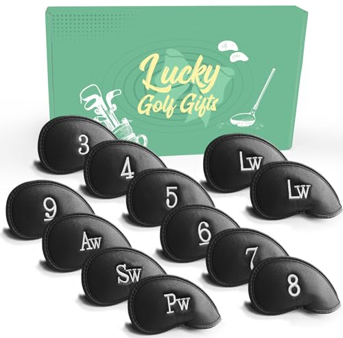 Golf Head Covers for Irons Synthetic Leather Value 11/12 Piece Set,Iron Club Headcover Lightweight Easy to Use Fit Main Iron Clubs Gift Set (Single-Side Black)