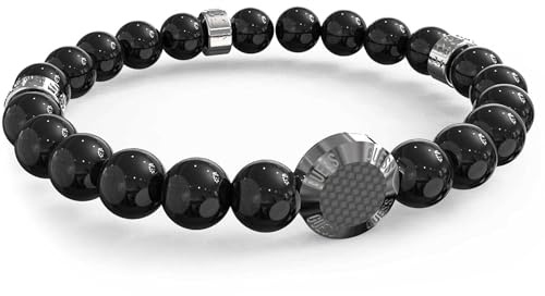 GUESS Bracelet mit Perlen für Männer - Sport - Schwarz - Acier - 42 mm - Wasserfest - Modern - Unisex - Armband