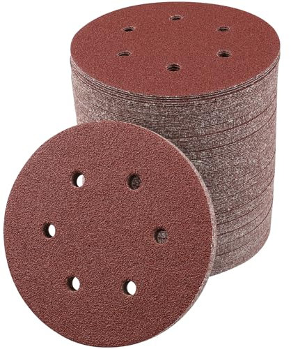 Sruhrak 100 Pcs Sanding Discs, 150 mm Sanding Pads Set Hook and Loop 40 Grits Sandpaper for Random Orbital Sander